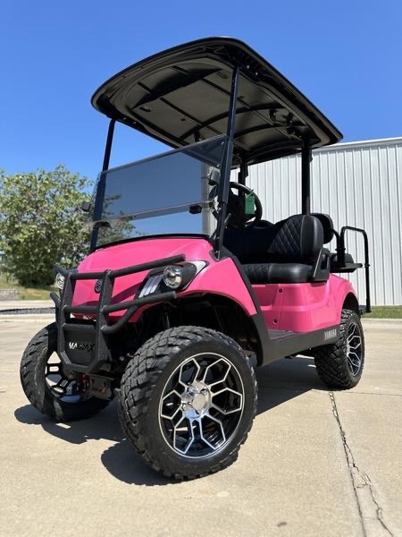 Custom Yamaha Drive2 Lifted Golf Cart – Hot Pink | Off-Road Wheels, MadJax Guard, Premium Seats