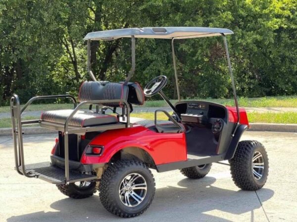Custom EZGO TXT Lifted Golf Cart – Red | Off-Road Tires, Rear Seat, Premium Styling - Image 4
