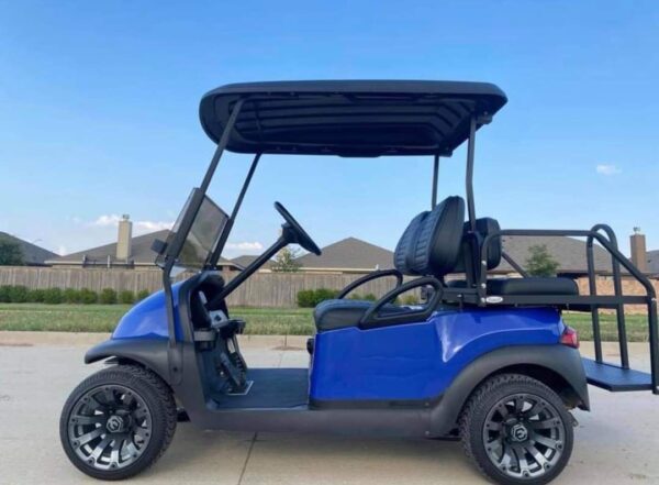 Custom Club Car Golf Cart – Metallic Blue | LED Light Bar, Custom Wheels & Rear Seat - Image 3