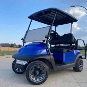 Custom Club Car Golf Cart – Metallic Blue | LED Light Bar, Custom Wheels & Rear Seat