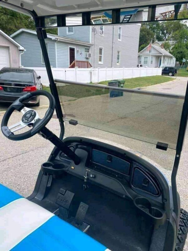 Custom Club Car Golf Cart – Metallic Blue | LED Light Bar, Custom Wheels & Rear Seat - Image 5